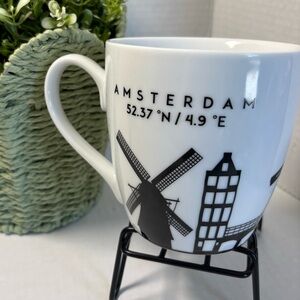 Nee $16 Amsterdam Ceramic Coffee Mug - White with Black Design